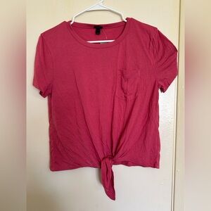 J. Crew Fuchsia Tie-Front Tee